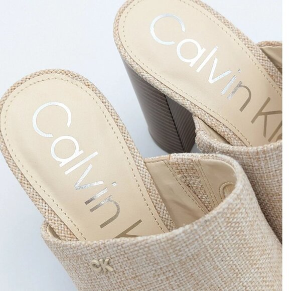 Calvin Klein Jotie Women's Heeled Sandal Square Toe Light Natural Size US8M EU39 - Picture 12 of 12